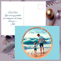 Dad Son Bonding on Beach Photo Father's Day Quote