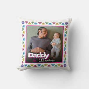 Dad Son Daughter Family Custom Photo Keepsake Gift Cushion