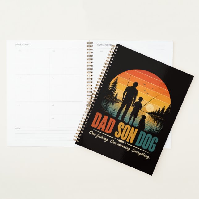 Dad Son Dog Fishing Morning Planner (Display)