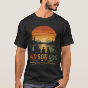 Dad Son Dog Fishing Morning T-Shirt