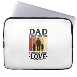 Dad Son First Hero Daughter First Love Vintage Shi Laptop Sleeve