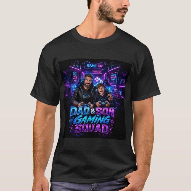 Dad & Son Gaming Squad T-Shirt  (Front)