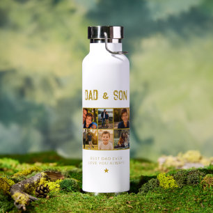 Dad & Son Gold Family 6 Photo Water Bottle