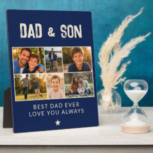 Dad & Son Navy Blue Family 6 Photo Plaque