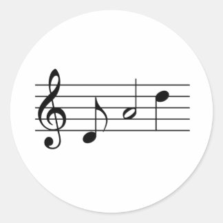 Dad spelled in Music Notes Classic Round Sticker