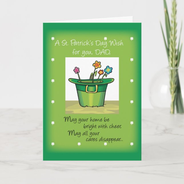 Dad, St. Patrick's Day Hat with Flowers Card (Front)