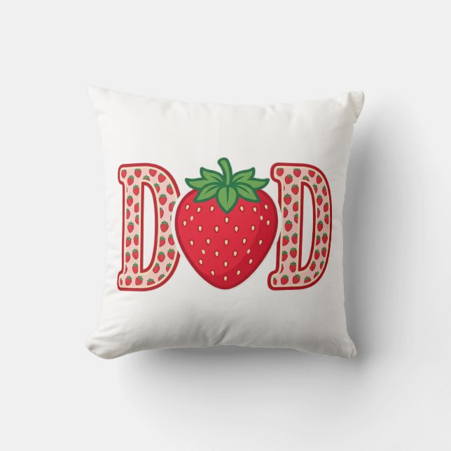 Dad Strawberry Lettering Vector Shirt Design_1 Cushion (Front)