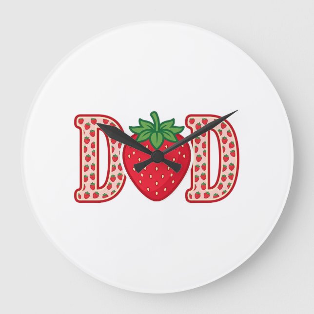 Dad Strawberry Lettering Vector Shirt Design_1 Large Clock (Front)