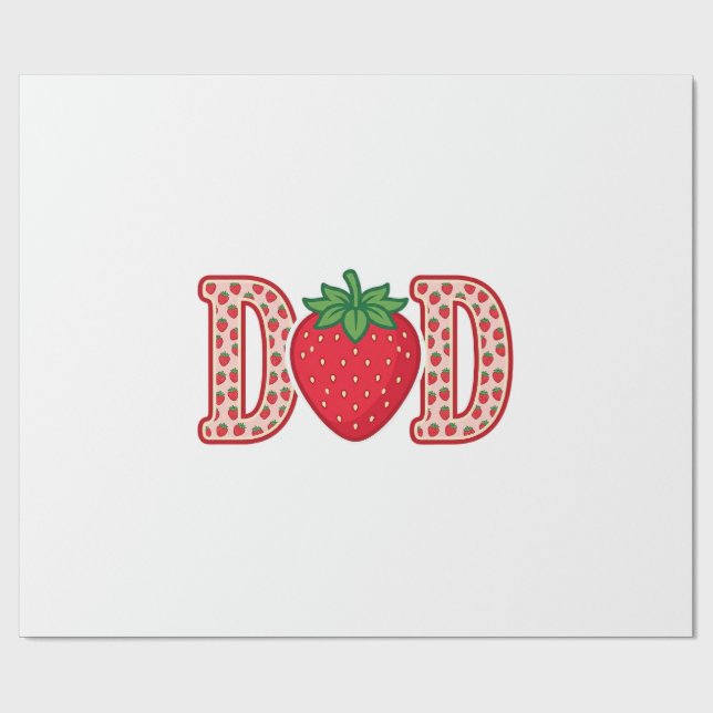 Dad Strawberry Lettering Vector Shirt Design_1 Wrapping Paper (Flat)