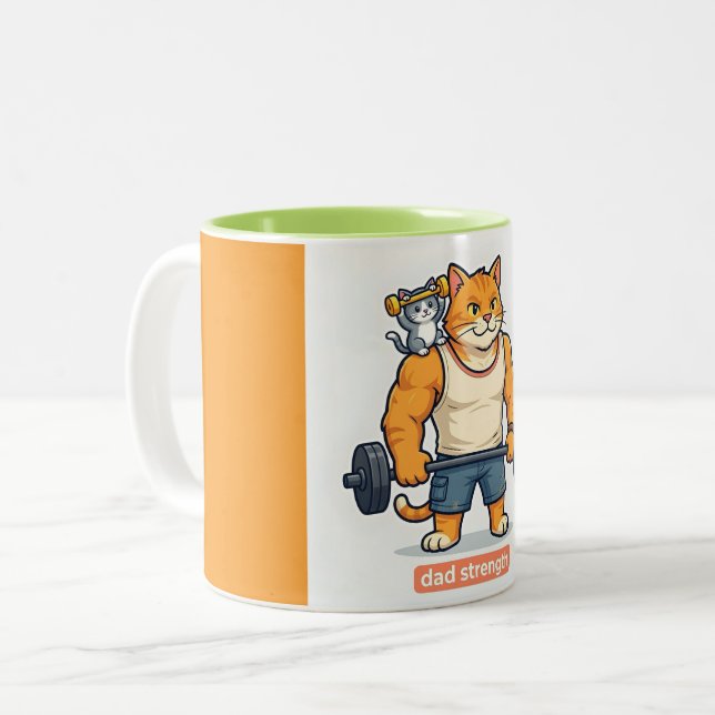 Dad Strength - Funny Gym Cat Dad Mug |Father's Day (Front Left)