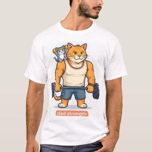 Dad Strength - Funny Gym Cat Dad T-Shirt