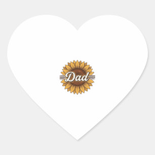 Dad Sunflower Vintage Engraving Shirt Design_1 Heart Sticker