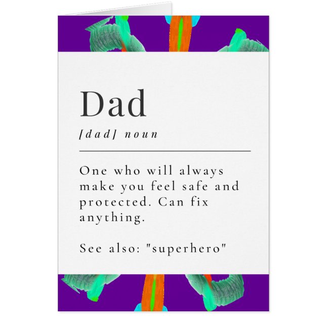 Dad Superhero Abstract Dictionary Birthday Card (Front)