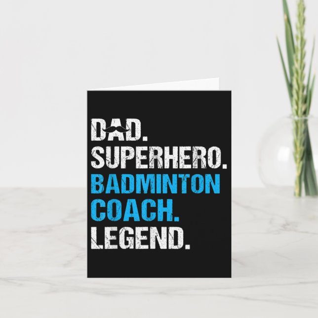 Dad Superhero Badminton Coach Funny Badminton Coac Card (Front)