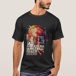 Dad Superhero Basketball Coach Legend T-Shirt