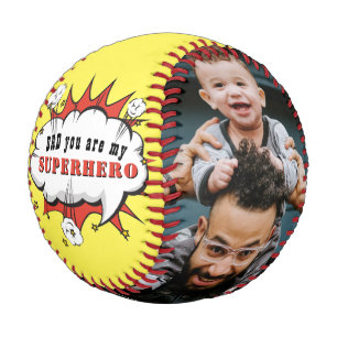 Dad Superhero Cartoon Father`s day 2 Photo Baseball