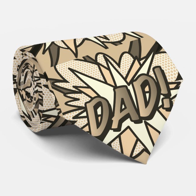 DAD Superhero Comic Book Typographic Fun Tie (Rolled)