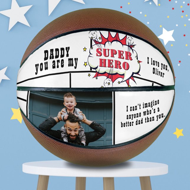 Dad Superhero Comic Speech Bubble Photo Basketball (Creator Uploaded)