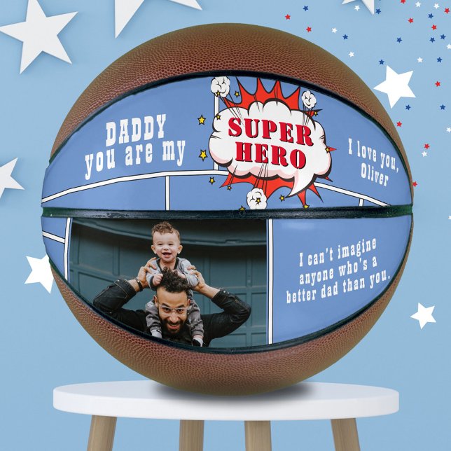 Dad Superhero Comic Speech Bubble Photo Basketball (Creator Uploaded)