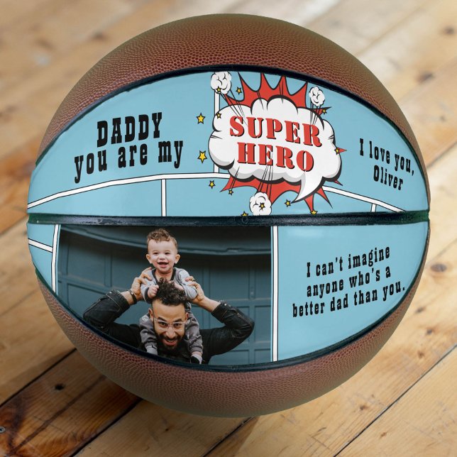 Dad Superhero Comic Speech Bubble Photo Basketball (Creator Uploaded)