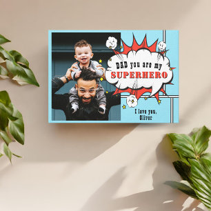 Dad Superhero Comic Speech Bubble Photo Canvas Print