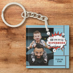 Dad Superhero Comic Speech Bubble Photo Key Ring<br><div class="desc">Dad Superhero Comic Speech Bubble Photo Father`s day keychain. Add your photo and customise the message and name. Fun and sweet keepsake for the best dad.</div>