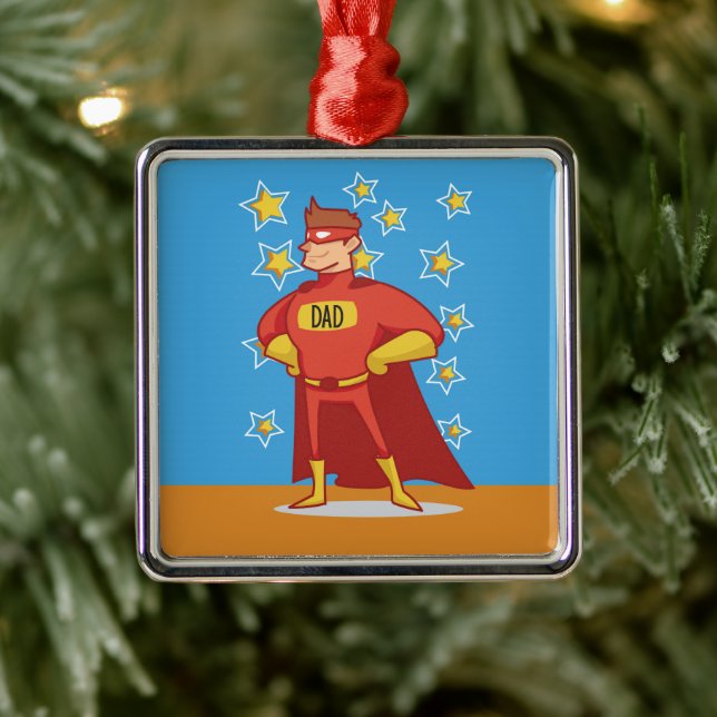 Dad Superhero on Father's Day Metal Tree Decoration (Tree)