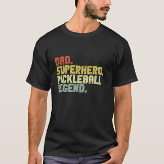 Dad Superhero Pickeball Legend Retro Pickleball Da T-Shirt