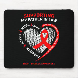 Dad Support Father In Law Red Heart Disease Awaren Mouse Pad