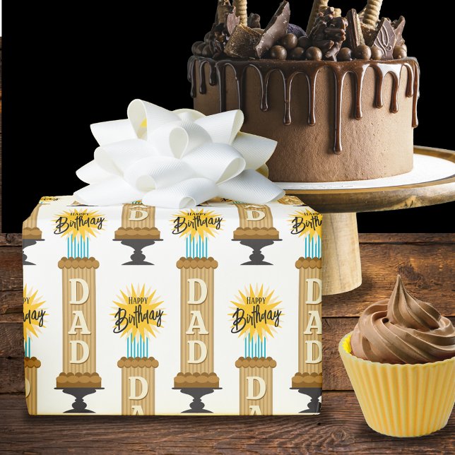 Dad Tall Chocolate Birthday Cake Wrapping Paper (Creator Uploaded)