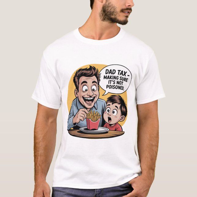 Dad Tax Cartoon Tee – Funny Snack Patrol Design (Front)