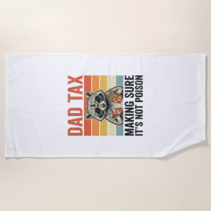 Dad Tax Racoon Vintage Funny Dad Shirt Design_1 Beach Towel