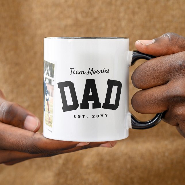 Dad team name one photo black white Father's Day Mug (Creator Uploaded)
