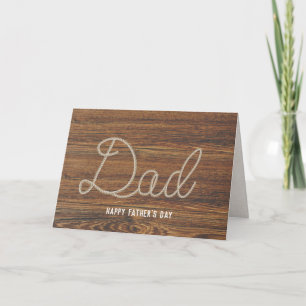 Dad text rope design on wood Father's Day Card