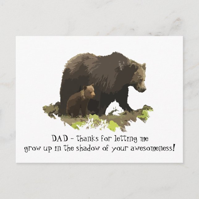 Dad thanks for being Awesome Bear Family Postcard (Front)