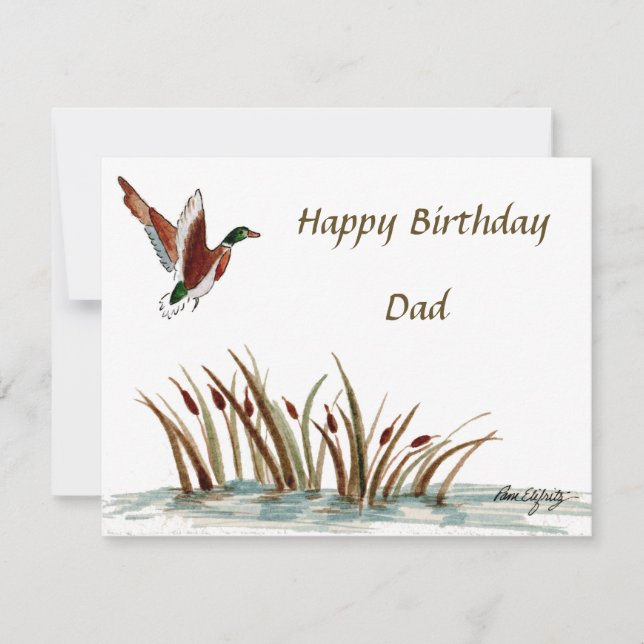 Dad, Thanks Mallard Above Cattails, A Memory  (Front)