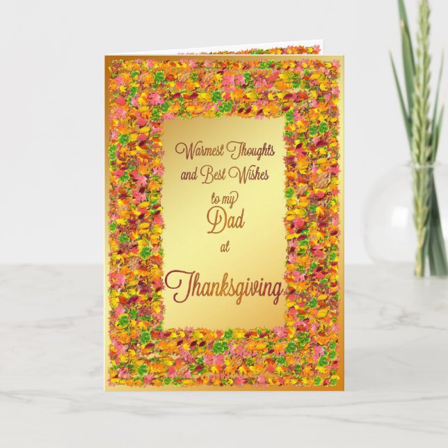 Dad, Thanksgiving, fall leaves Holiday Card (Front)