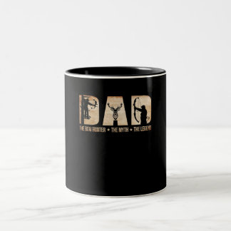Dad The Bow Hunter Myth Legend Hunting Gift Two-Tone Coffee Mug