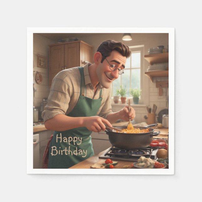 Dad the Chef Birthday Napkin (Front)
