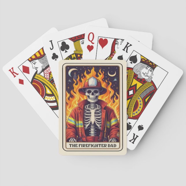 Dad The Firefighter Funny Fathers Day Skeleton Playing Cards (Back)