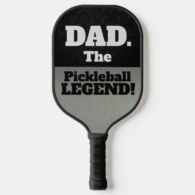 Dad The Legend Funny Smack Talk Black Silver Game Pickleball Paddle (Front)