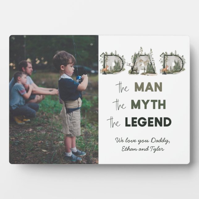 DAD The Man Myth Legend Outdoors Photo Plaque (Front)