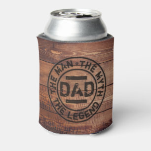 Dad The Man Myth Legend Wood Pyrography  Can Cooler