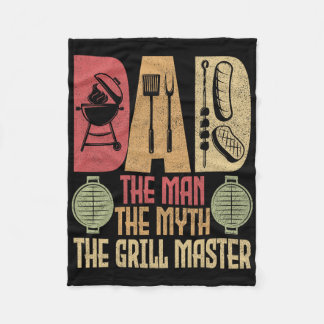 Dad The Man The Myth The Grill Master Bbq Party Rb Fleece Blanket