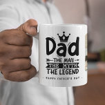 Dad The Man The Myth The Legend 2x Photo Coffee Mug<br><div class="desc">Surprise dad with this trendy, modern coffee mug! Design features 2 photographs of your choice with fun typography that reads 'Dad - The Man, The Myth, The Lengend'. You can also customise the messages and name/s to make it personal to you. This is such a great gift for Father's Day,...</div>