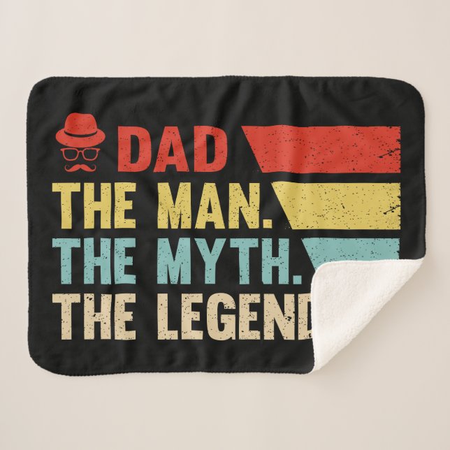 Dad. The Man, The Myth, The Legend. Sherpa Blanket (Front (Horizontal))