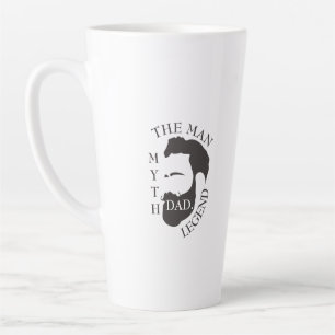 Dad the man, the myth, the legend text black latte mug