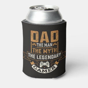 Dad The Man The Myth The Legendary Gamer Black Tan Can Cooler