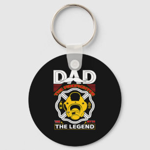 Dad The Myth Legend Fireman Gift Proud Firefighter Key Ring