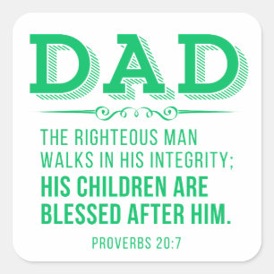 Dad - The Righteous Man Christian Father's Day Square Sticker